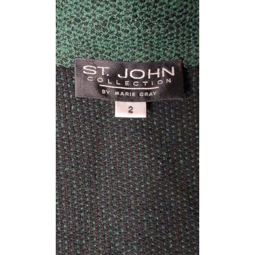 St John Santana Knit Blazer Green Gold Button Preppy Luxury Career Jacket - Picture 10 of 11